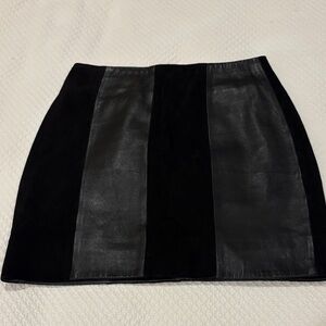 L'Academie Black Leather/suede Mini Skirt